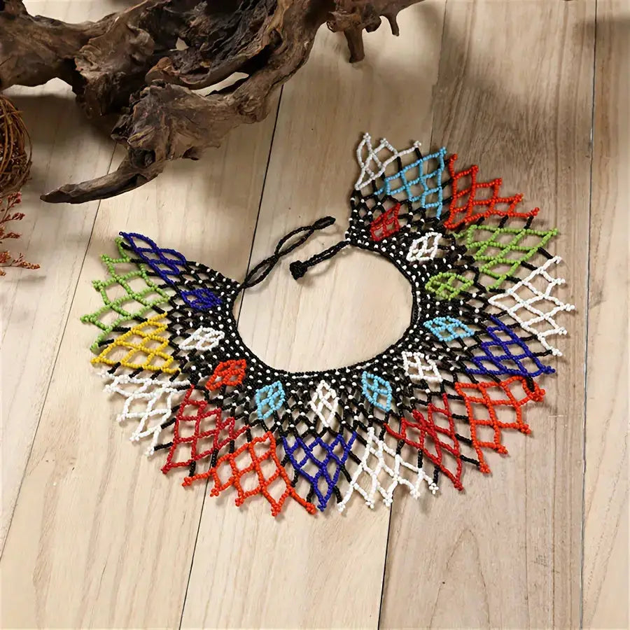 Colorful Beaded Necklace; Handcrafted (4 Variants) - Colorful / C