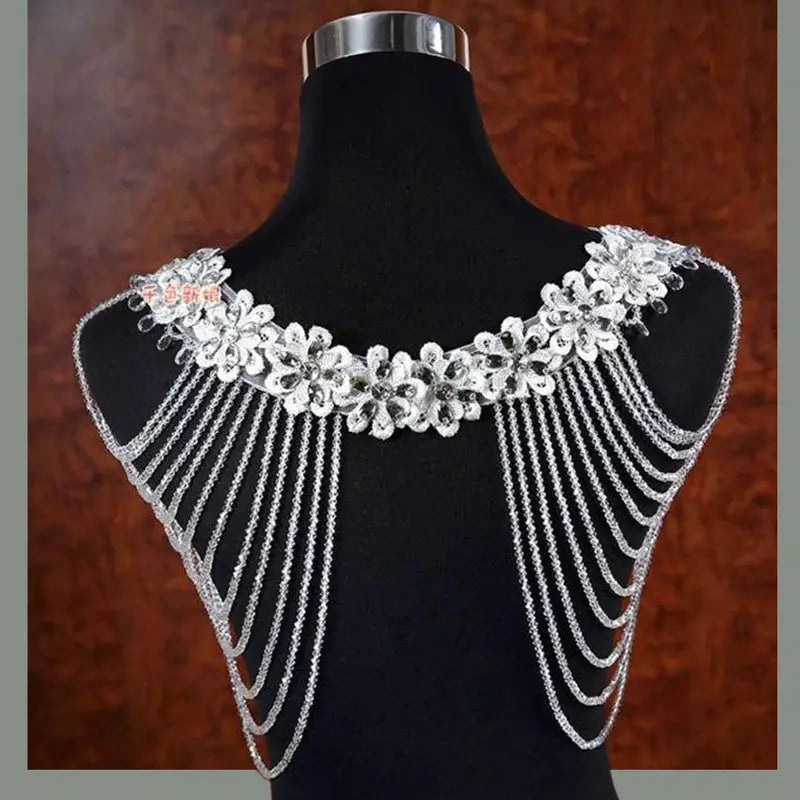 Handmade Beaded Small Shawl Wedding Shawl - White / One size
