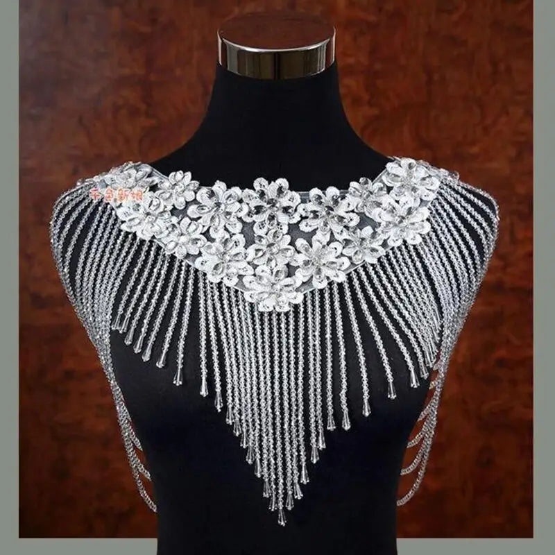 Handmade Beaded Small Shawl Wedding Shawl - White / One size