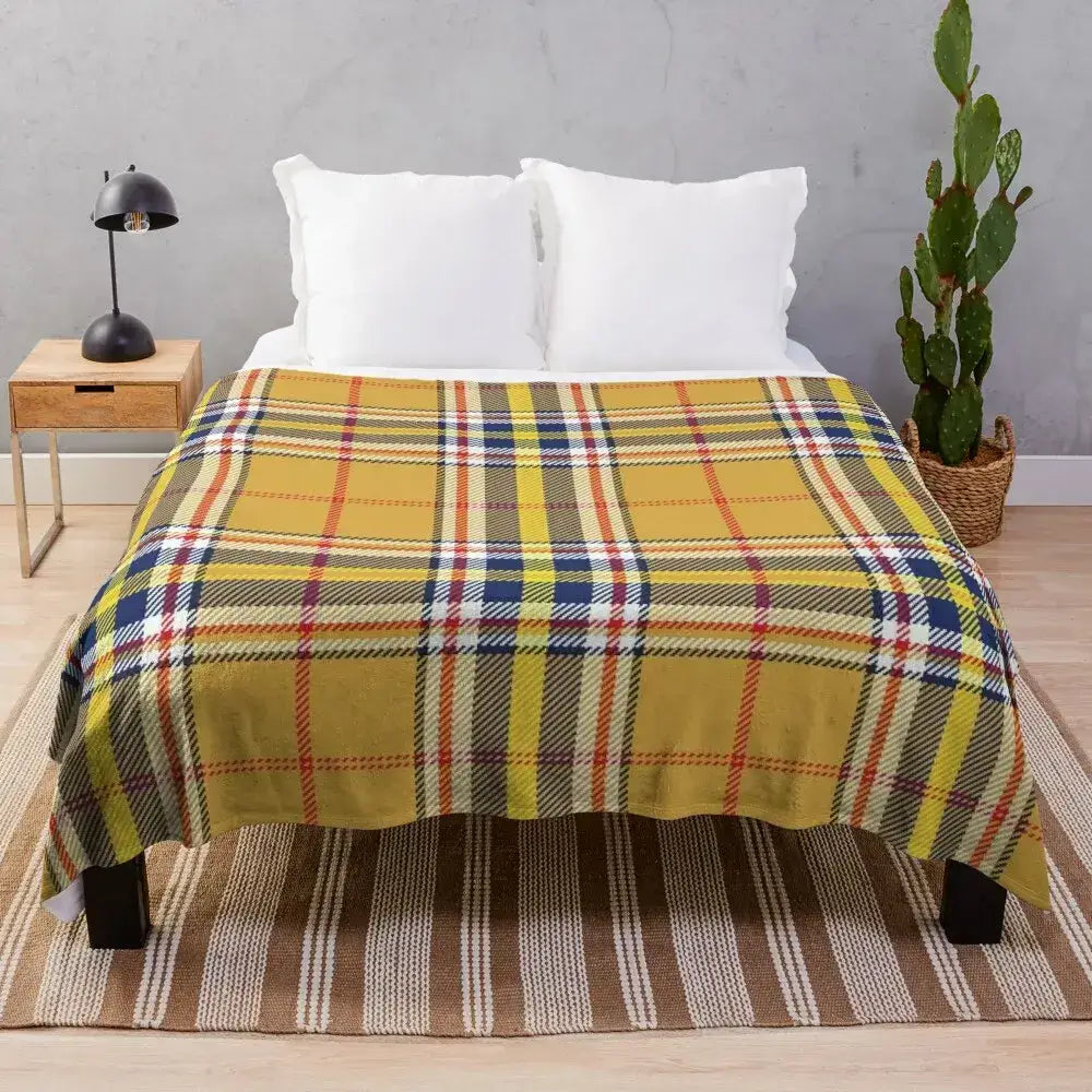 Throw Blanket Yellow Tartan - 200x150cm(80x60in)
