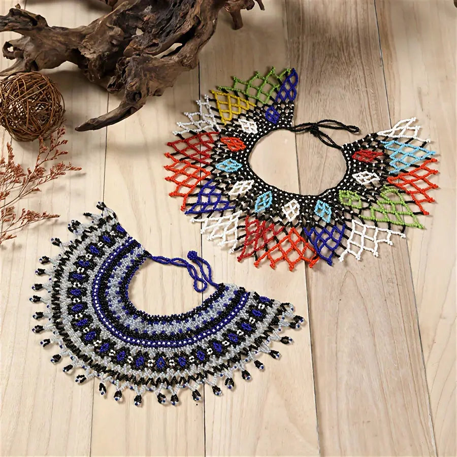 Colorful Beaded Necklace; Handcrafted (4 Variants)