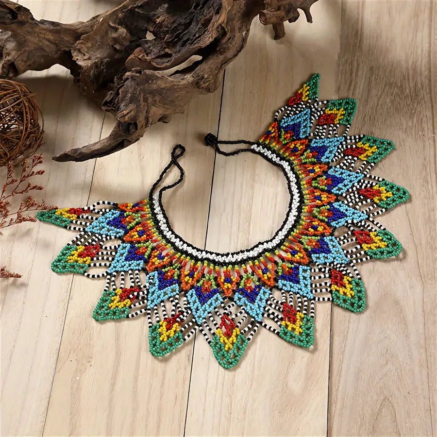 Colorful Beaded Necklace; Handcrafted (4 Variants)