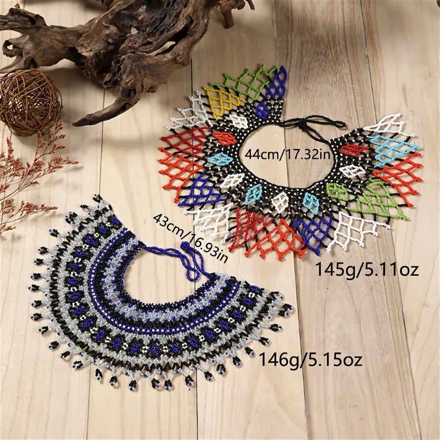Colorful Beaded Necklace; Handcrafted (4 Variants)