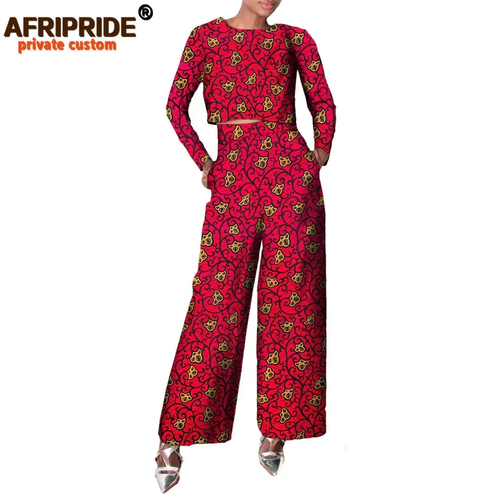 2 pieces Suit , Full Sleeve Short Top + wide Leg, Anklel length, Pant Wax ( 8 Variants)