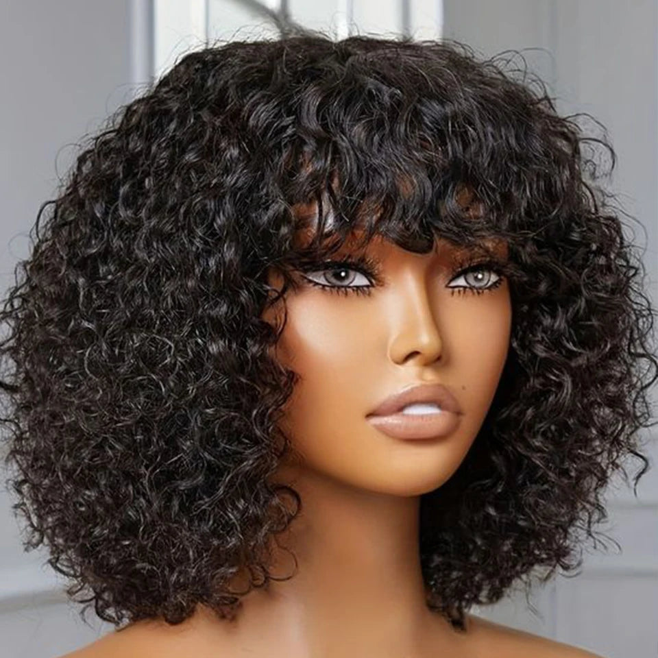 Amawigi Ezinwele Zomuntu Ama-Curly Short Bob