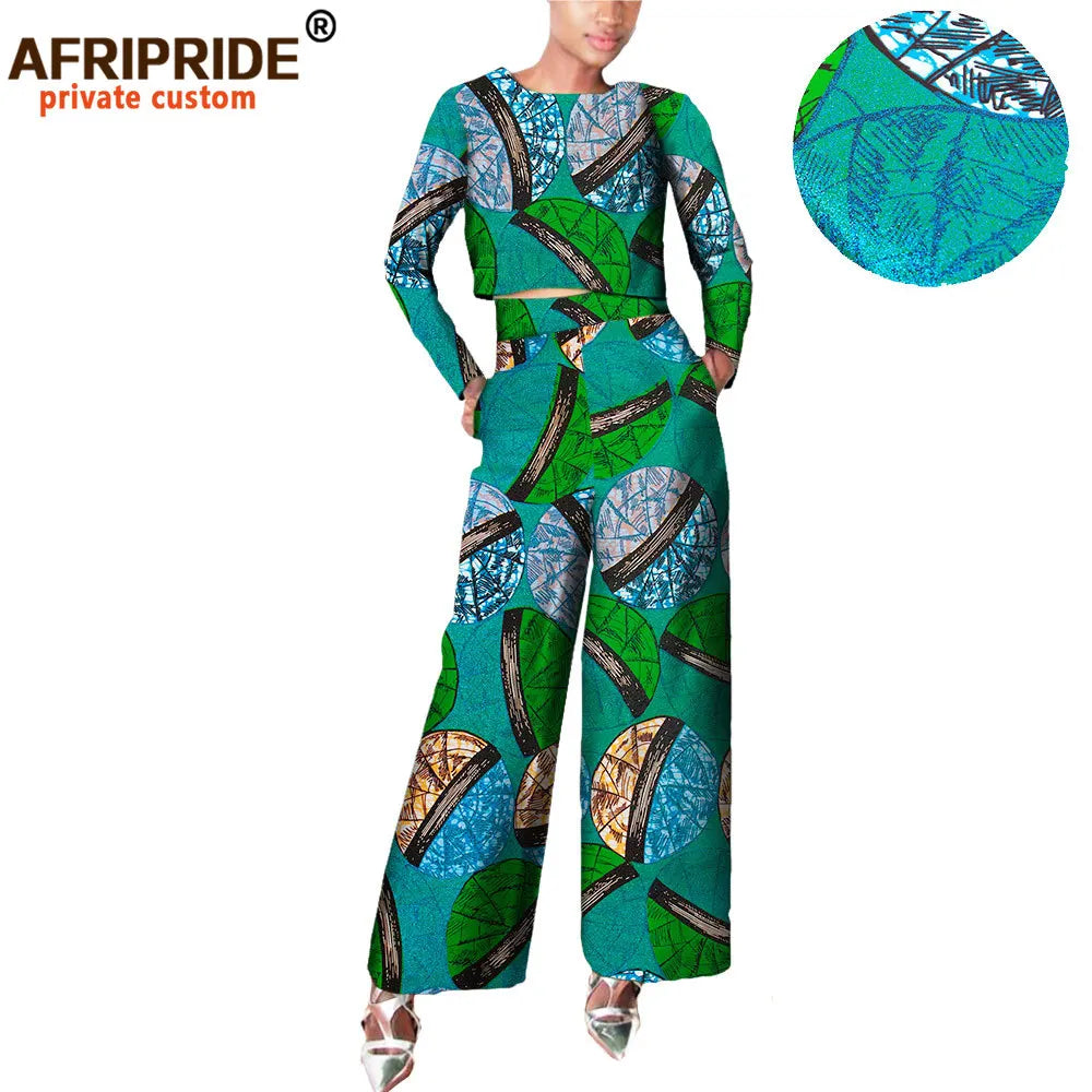 2 pieces Suit , Full Sleeve Short Top + wide Leg, Anklel length, Pant Wax ( 8 Variants)