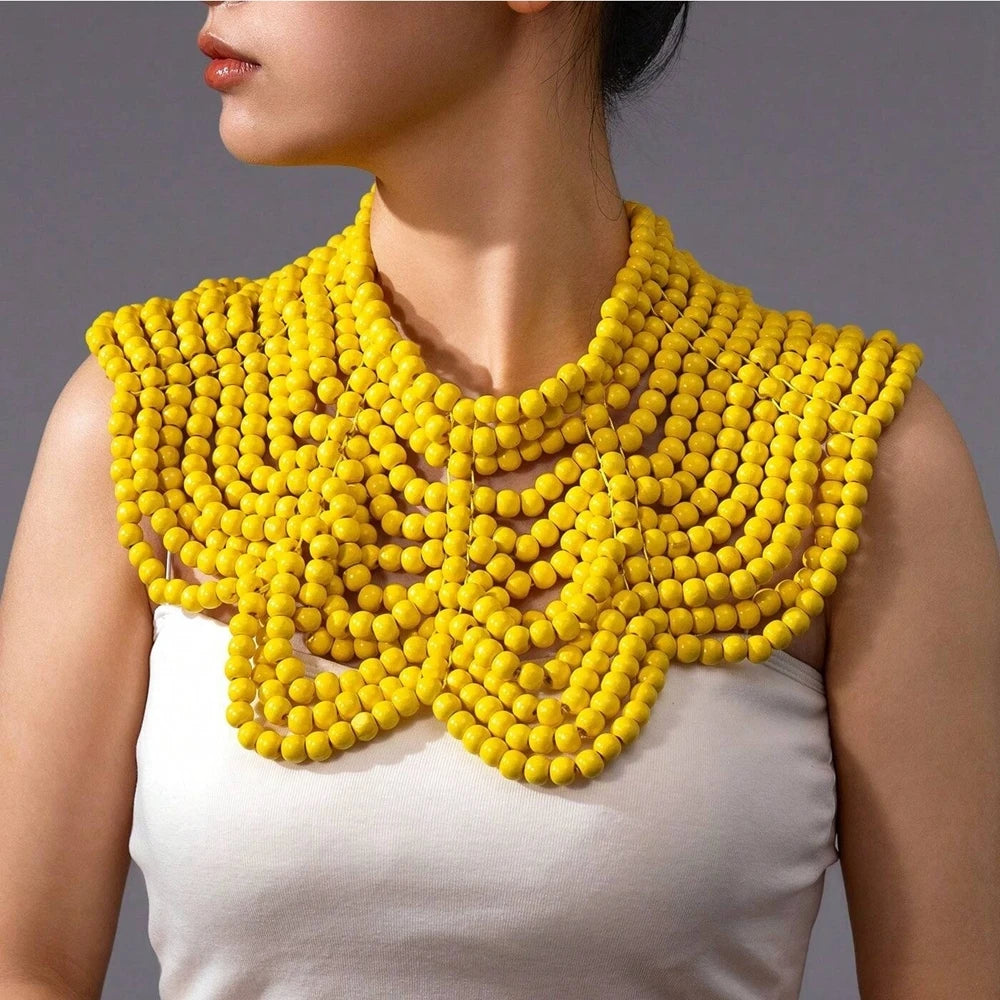 Fashionable Handmade Wooden Bead Woven Necklace (4 colours)