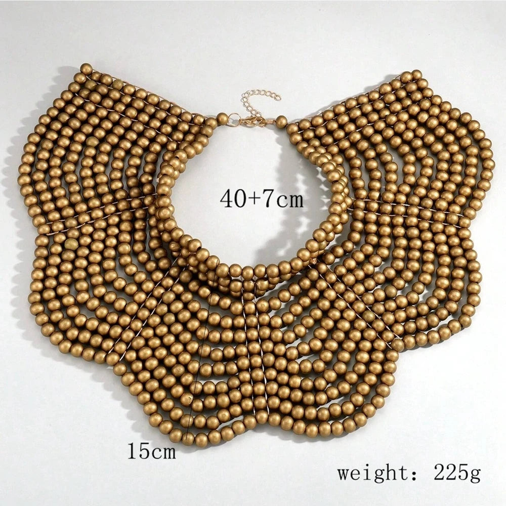 Fashionable Handmade Wooden Bead Woven Necklace (4 colours)