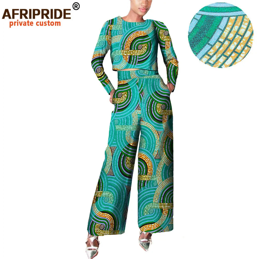 2 pieces Suit , Full Sleeve Short Top + wide Leg, Anklel length, Pant Wax ( 8 Variants)