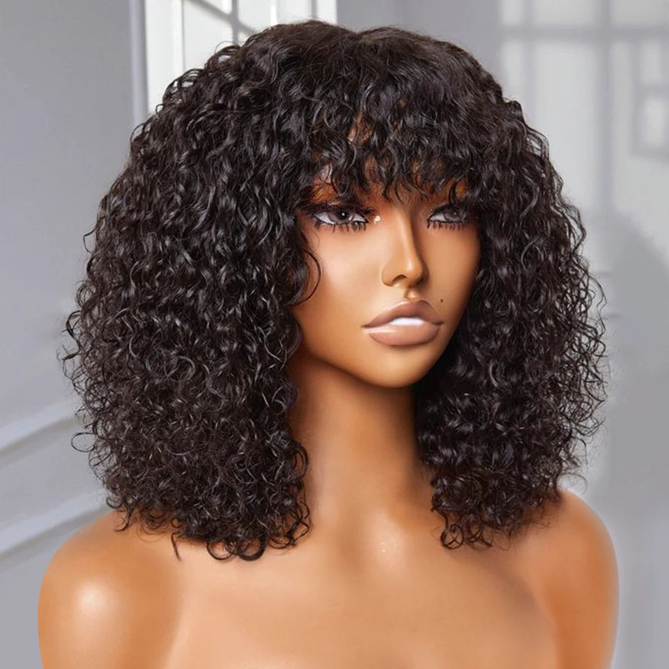 Curly Short Bob Human Hair Wigs