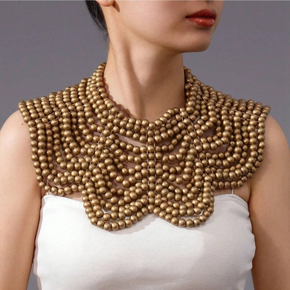 Fashionable Handmade Wooden Bead Woven Necklace (4 colours)