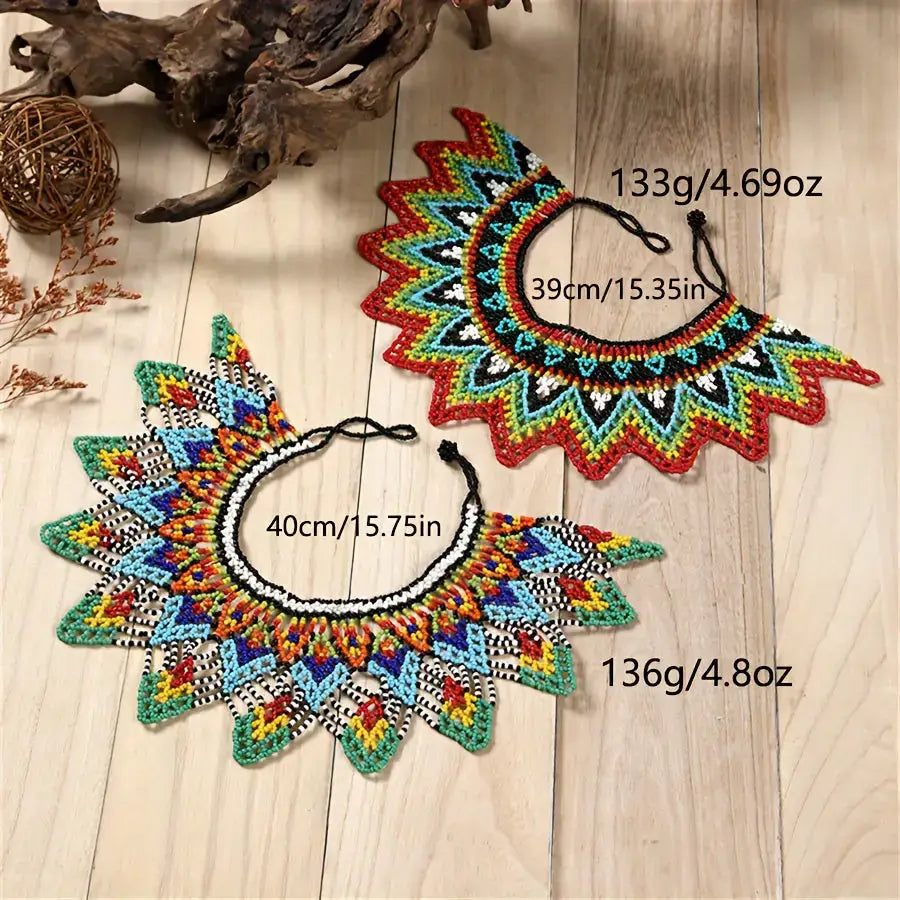 Colorful Beaded Necklace; Handcrafted (4 Variants)