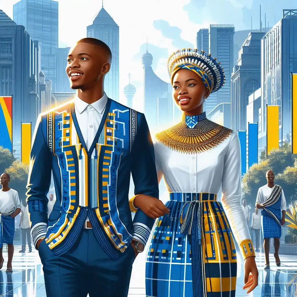 Congolese couple in traditional attire.