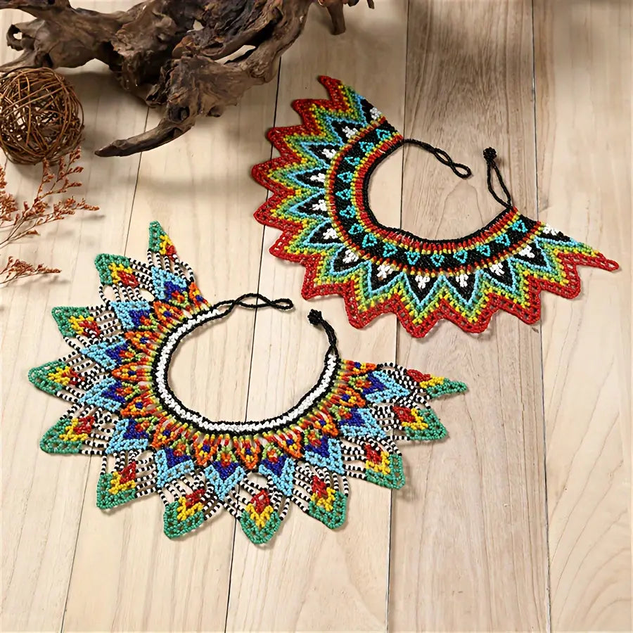 Colorful Beaded Necklace; Handcrafted (4 Variants)