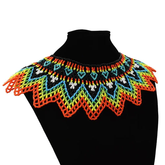 Handmade Multicolor bead Woven Necklace - N