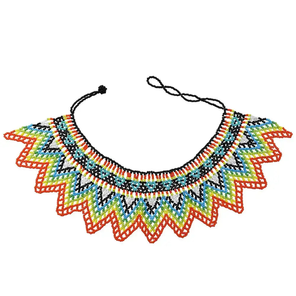 Handmade Multicolor Resin Seed Bead Necklace - N-7192-A