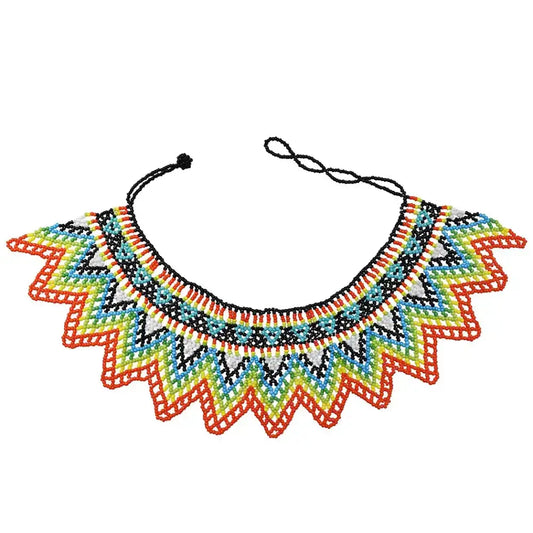 Handmade Multicolor Resin Seed Bead Necklace - N-7192-A