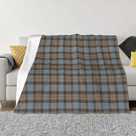 Throw blanket Plaid Flannel Tartan - grey. brown / 150x200cm